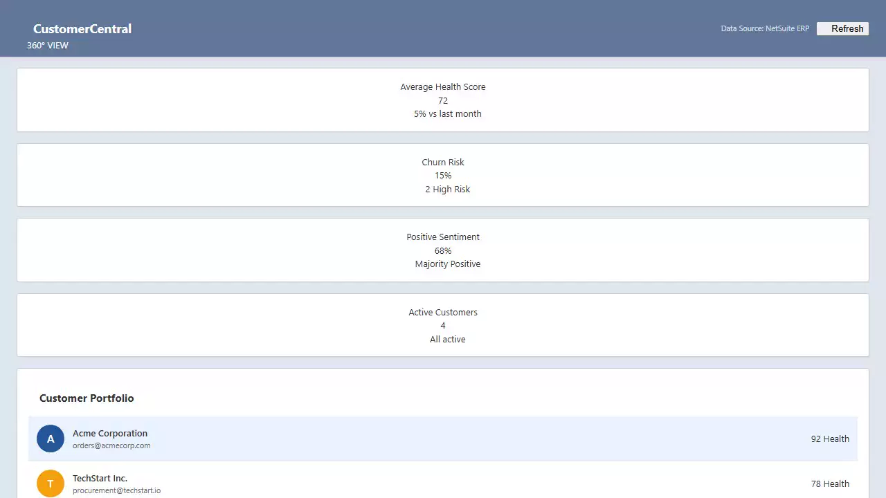 Customer Central demo
